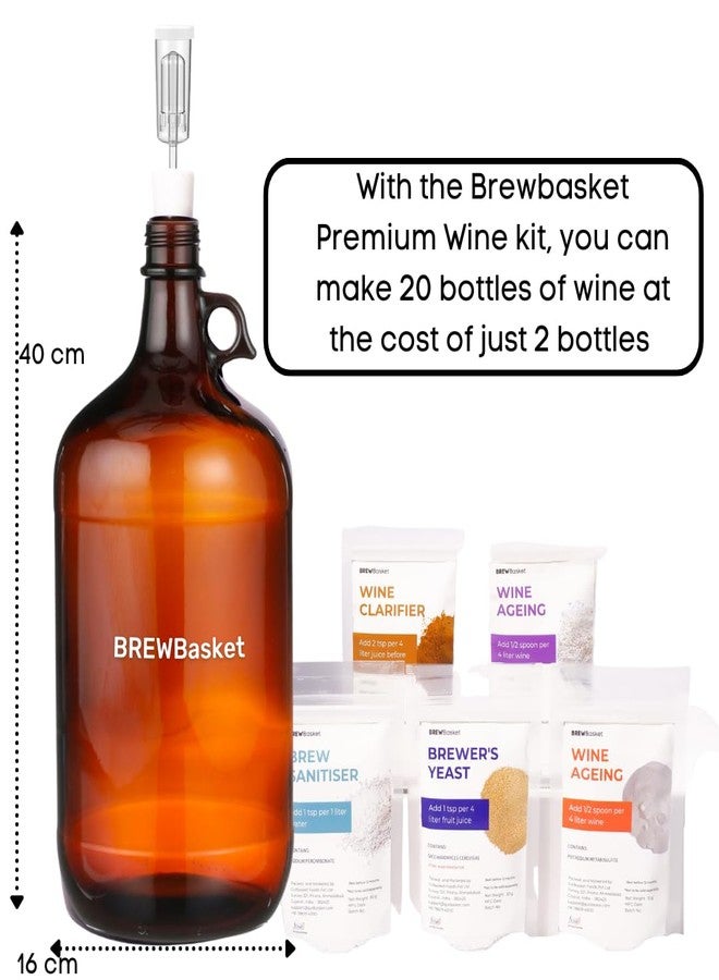 BREWBasket قارورة تخمير سعة 4 لترات من BREWBasket مع لوازم صنع النبيذ، ومقياس كثافة السوائل، ودليل الوصفات (طقم + مقياس كثافة السوائل) - Image 5